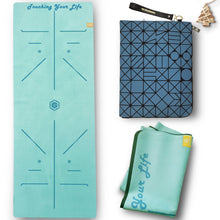 Lade das Bild in den Galerie-Viewer, GOLDEN Yogamatte Faltbar rutschfest Schadstofffrei, 1,5mm Dünne Leicht ökologische Reise Matte/Handtuch aus Naturkautschuk, Waschbar mit Tasche Tragegurt aus Kork Order PU, Hot Yoga Bikram