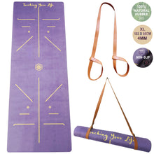 Lade das Bild in den Galerie-Viewer, GOLDEN® Yogamatte rutschfest aus Kautschuk XL groß 4mm Dicke 183cm Länge Align