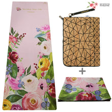 Lade das Bild in den Galerie-Viewer, GOLDEN Yogamatte Faltbar rutschfest Schadstofffrei, 1,5mm Dünne Leicht ökologische Reise Matte/Handtuch aus Naturkautschuk, Waschbar mit Tasche Tragegurt aus Kork Order PU, Hot Yoga Bikram