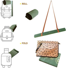 Lade das Bild in den Galerie-Viewer, GOLDEN Yogamatte Faltbar rutschfest Schadstofffrei, 1,5mm Dünne Leicht ökologische Reise Matte/Handtuch aus Naturkautschuk, Waschbar mit Tasche Tragegurt aus Kork Order PU, Hot Yoga Bikram