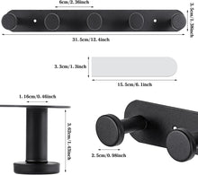 Lade das Bild in den Galerie-Viewer, GOLDEN Kleiderhaken Hakenleiste Schwarz Selbstklebend & Schrauben mit 5 Haken Klebbare