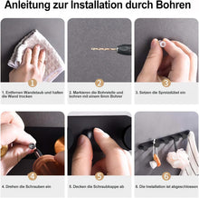 Lade das Bild in den Galerie-Viewer, GOLDEN Kleiderhaken Hakenleiste Schwarz Selbstklebend & Schrauben mit 5 Haken Klebbare