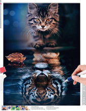 Lade das Bild in den Galerie-Viewer, GOLDEN Gemälde Diamond Painting zubehör bilder Weihnachten ( Katze und Tiger)