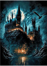 Lade das Bild in den Galerie-Viewer, GOLDENKreativset Diamond Painting Wandspiegel Rund Acryl Schloss