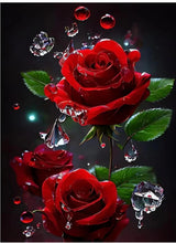 Lade das Bild in den Galerie-Viewer, Kreativset GOLDEN Diamond Painting zubehör bilder Weihnachten(Rosen und Tau)