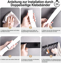 Lade das Bild in den Galerie-Viewer, GOLDEN Kleiderhaken Hakenleiste Schwarz Selbstklebend & Schrauben mit 5 Haken Klebbare