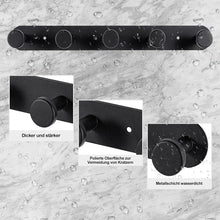 Lade das Bild in den Galerie-Viewer, GOLDEN Kleiderhaken Hakenleiste Schwarz Selbstklebend & Schrauben mit 5 Haken Klebbare