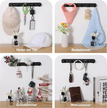 Lade das Bild in den Galerie-Viewer, GOLDEN Kleiderhaken Hakenleiste Schwarz Selbstklebend & Schrauben mit 5 Haken Klebbare