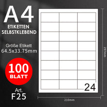 Lade das Bild in den Galerie-Viewer, GOLDEN Etiketten GOLDEN 100 Blatt, Etiketten Selbstklebend Bedruckbar Aufkleber A4