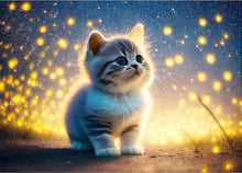 Lade das Bild in den Galerie-Viewer, GOLDEN Kreativset Diamond Painting zubehör bilder Weihnachten ( Katze unter Licht)
