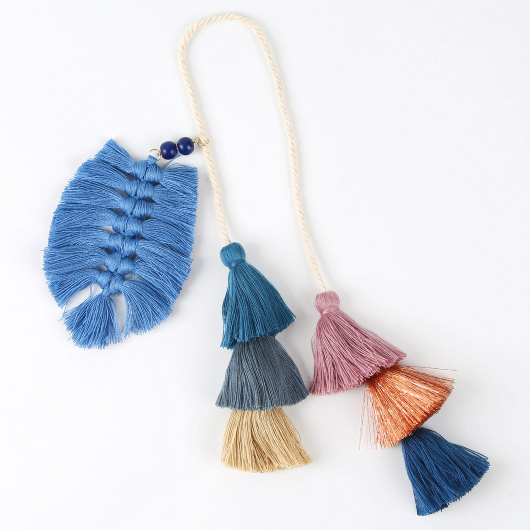 Schlüsselquaste GOLDEN Polyester Seide Quaste Pinsel AnhängerGOLDEN Tasche Charm Satin Tassel Troddel Erkenntnisse Handgemachte Handwerk (Color : See Blau)