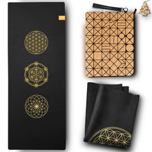 Lade das Bild in den Galerie-Viewer, GOLDEN Yogamatte Faltbar rutschfest Schadstofffrei, 1,5mm Dünne Leicht ökologische Reise Matte/Handtuch aus Naturkautschuk, Waschbar mit Tasche Tragegurt aus Kork Order PU, Hot Yoga Bikram
