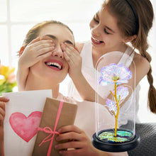 Lade das Bild in den Galerie-Viewer, GOLDEN LED Dekofigur Das Biest Rose In Glaskuppel LED-Lichter Kristallrose Blumen Geschenk
