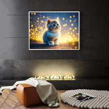 Lade das Bild in den Galerie-Viewer, GOLDEN Kreativset Diamond Painting zubehör bilder Weihnachten ( Katze unter Licht)
