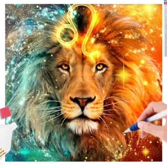 GOLDEN  Kreativset Diamond Painting zubehör bilder Weihnachten( Löwe)