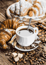 Lade das Bild in den Galerie-Viewer, Kreativset GOLDEN Diamond Painting zubehör bilder Weihnachten ( Kaffee Frühstück)
