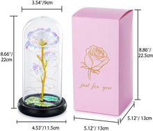 Lade das Bild in den Galerie-Viewer, GOLDEN LED Dekofigur Das Biest Rose In Glaskuppel LED-Lichter Kristallrose Blumen Geschenk
