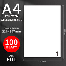 Lade das Bild in den Galerie-Viewer, GOLDEN Etiketten GOLDEN 100 Blatt, Etiketten Selbstklebend Bedruckbar Aufkleber A4
