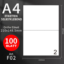 Lade das Bild in den Galerie-Viewer, GOLDEN Etiketten GOLDEN 100 Blatt, Etiketten Selbstklebend Bedruckbar Aufkleber A4
