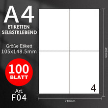 Lade das Bild in den Galerie-Viewer, GOLDEN Etiketten GOLDEN 100 Blatt, Etiketten Selbstklebend Bedruckbar Aufkleber A4

