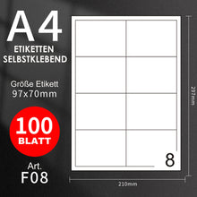Lade das Bild in den Galerie-Viewer, GOLDEN Etiketten GOLDEN 100 Blatt, Etiketten Selbstklebend Bedruckbar Aufkleber A4
